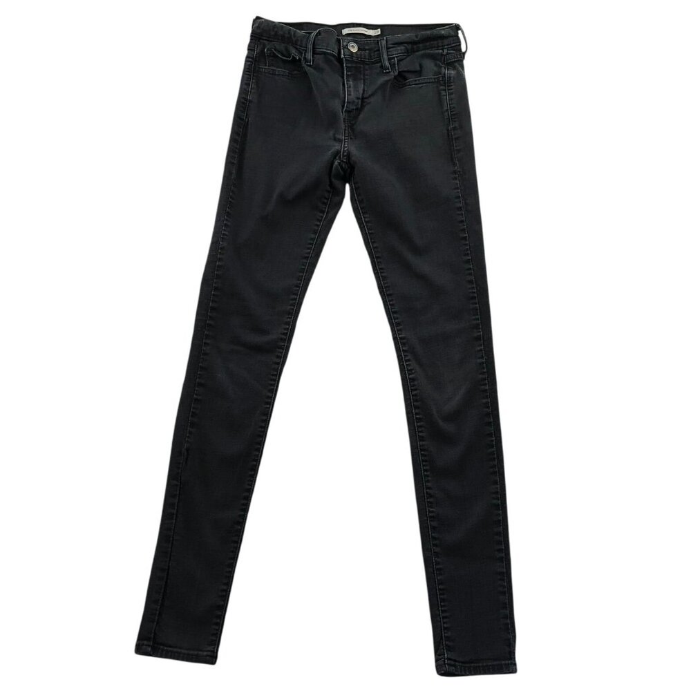 Levis Womens Jeans Size 29 710 Super Skinny Black Denim Ankle Stretch Low Rise